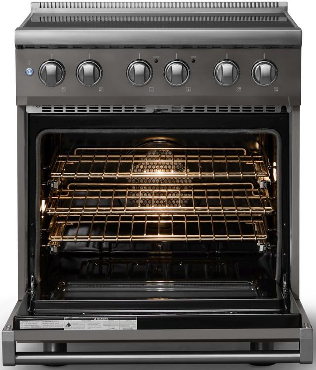 Viking® 5 Series 30" Damascus Gray Pro Style Induction Range with Polished Chrome Trim-1