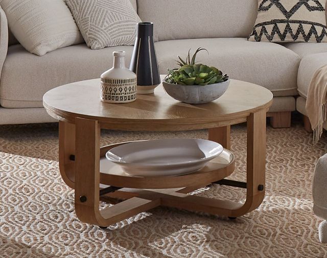 Parker House® Escape Glazed Natural Oak Round Cocktail Table-1