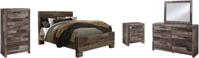 Benchcraft® Derekson 5-Piece Multi Gray Queen Panel Bed Set-0