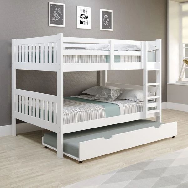Donco Kids Austin Mission White Full/Full Bunk Bed With Twin Trundle-1