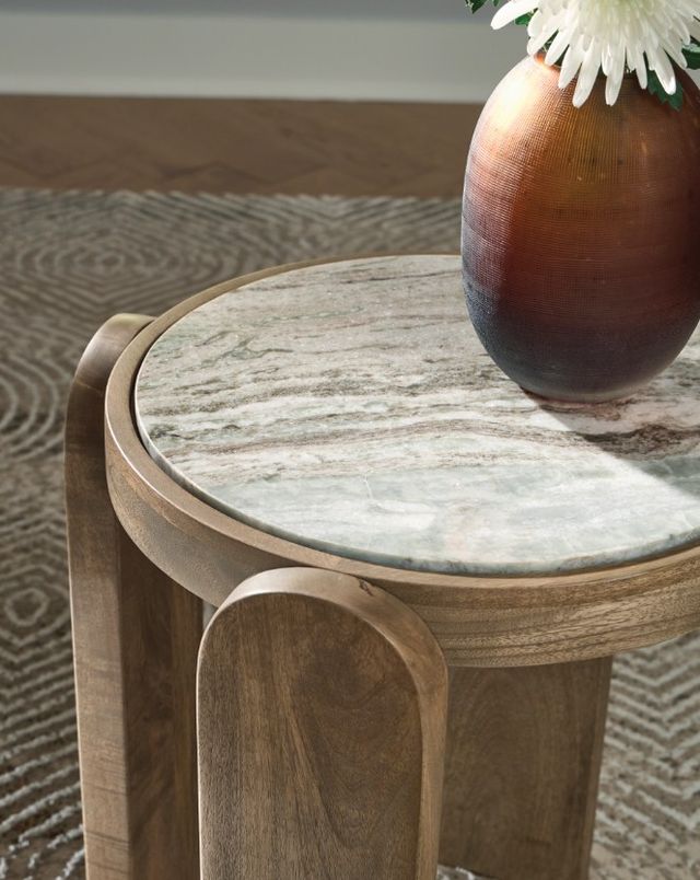 Signature Design by Ashley® Gavrilley Gray/White Accent Table with Taupe Base-2