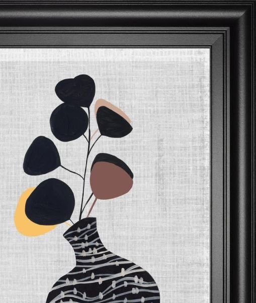Classy Art Black/Gray Decorated Vase with Plant I by Melissa Wang Wall Art-1