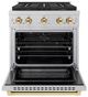ZLINE Autograph Edition Paramount 30" 4.2 Cu. Ft. Satin Stainless Steel Dual Fuel Range with 4 Burner DuoPro™ Cooktop and Electric Convection Oven in Polished Gold Accents-3