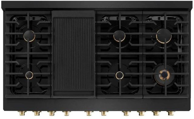 ZLINE Autograph Edition Paramount 48" Black Stainless Steel Pro Style Dual Fuel Range with Polished Gold Accents-3