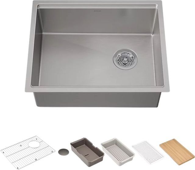 KOHLER® Strive® Stainless Steel 23" Undermount Single-Bowl Workstation Kitchen Sink-0