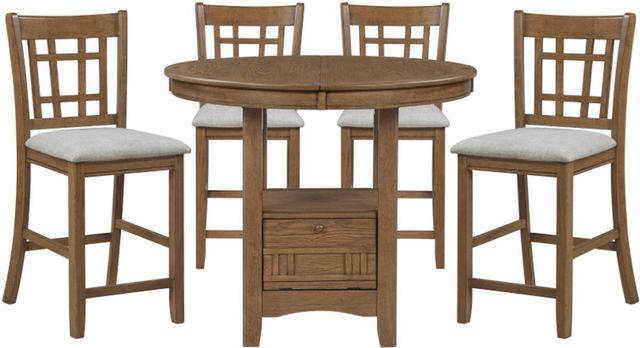 Homelegance® Junipero 5-Piece Brown/Light Gray Counter Height Dining Set-0