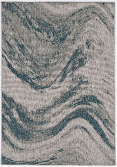 8'X11' Teal Machine Woven Abstract Strokes Indoor Outdoor Area Rug 8'X11' Teal Machine Woven Abstract Strokes Indoor Outdoor Area Rug