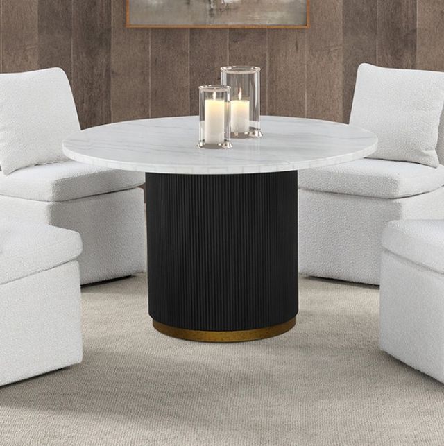 Furniture of America® Varde 5-Piece Black/White Round Dining Table Set-1
