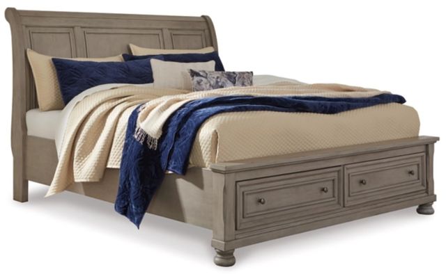 Signature Design by Ashley® Lettner 2-Piece Light Gray Queen Sleigh Storage Bed Set-1