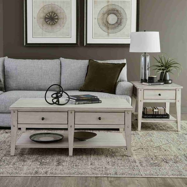 Liberty Furniture Lake House Weathered White Cocktail Table-1