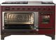 Ilve® Majestic III 48" Burgundy Pro Style Dual Fuel Natural Gas Range with Triple Glass Door and Burnished Trim-2