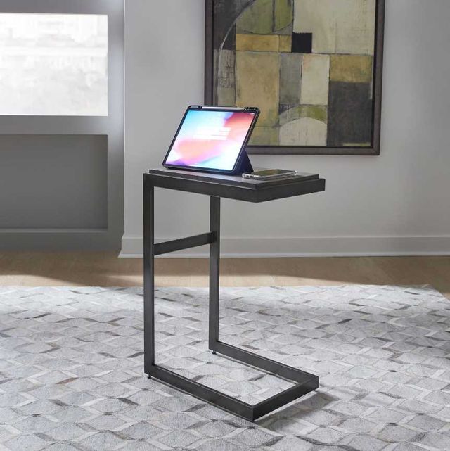 Liberty Furniture Modern View Gauntlet Gray Laptop Table with Dark Pewter Base-1