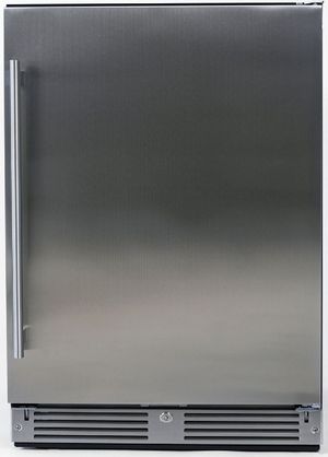 Front view of the XO 24" Fingerprint Resistant Stainless Steel Under the Counter Refrigerator