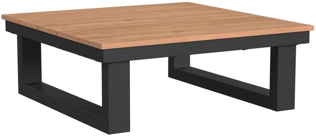 Elements International Cabana Black/Brown Aluminum/Wood Outdoor Coffee Table-0