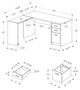 Monarch Specialties Inc. Black with Grey Top Corner with Tempered Glass Computer Desk-3