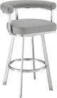 Armen Living Magnolia Brushed Stainless Steel/Light Gray Swivel Counter Stool-0