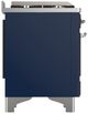 Ilve® Majestic III 36" Midnight Blue Pro Style Dual Fuel Liquid Propane Range with 6 Black Brass Burners and Chrome Trim-4