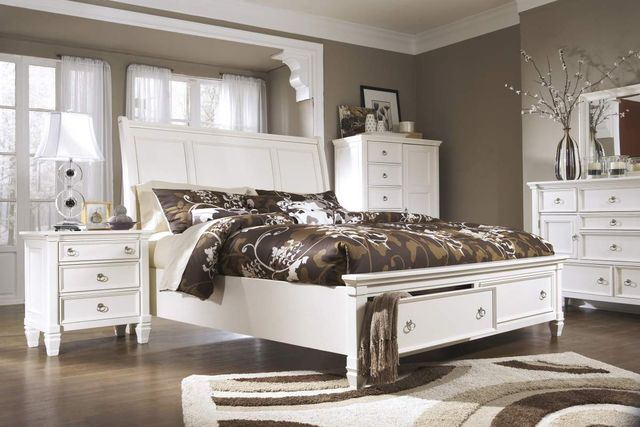 Millennium® by Ashley® Prentice 2-Piece White Queen Sleigh Storage Bed Set-0