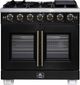 FORNO® Capriasca Series Alta Qualita 36" Black Pro Style Gas Range-0