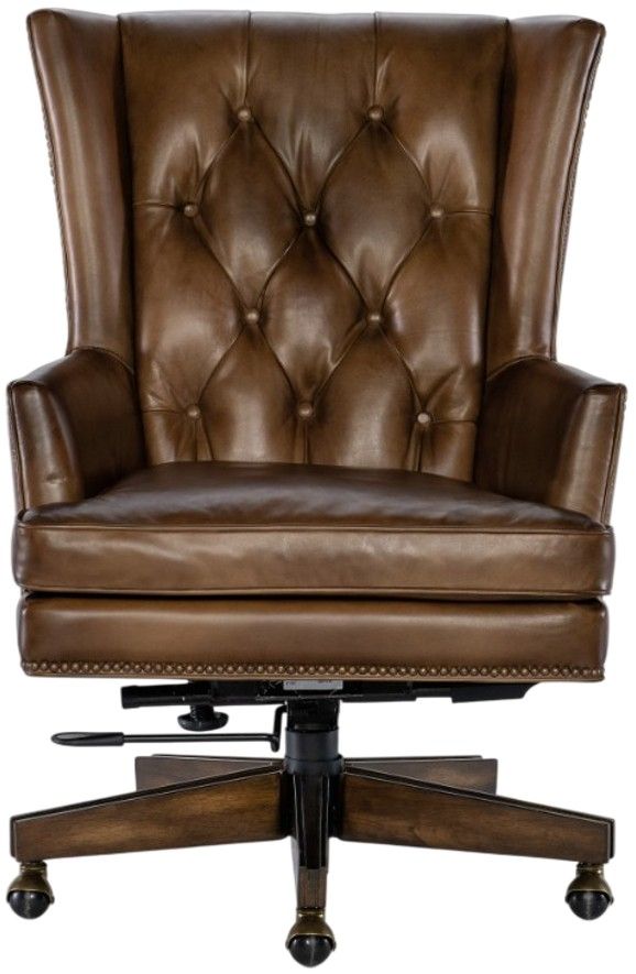 Hooker® Furniture EC Finley Checkmate Pawn Leather Executive Swivel Chair-2