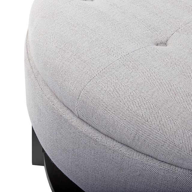 Olliix by Madison Park Miller Light Grey Round Storage Ottoman-1