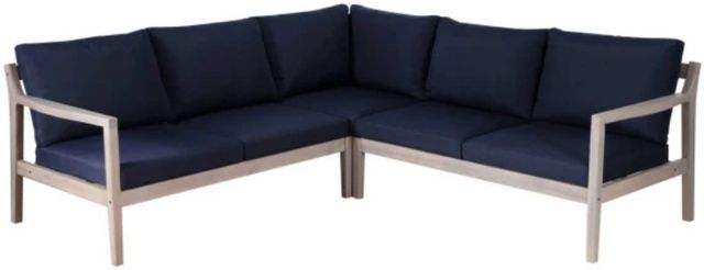 Linon Svana 3-Piece Natural/Navy Fabric/Wood L-Shape Outdoor Sectional-0