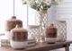 K & K Interiors Set of 3 Mango Wood and White Metal Bottom Vases-1