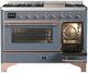 Ilve® Majestic III 48" Blue Gray Pro Style Dual Fuel Liquid Propane Range with Triple Glass Door and Copper Trim-2