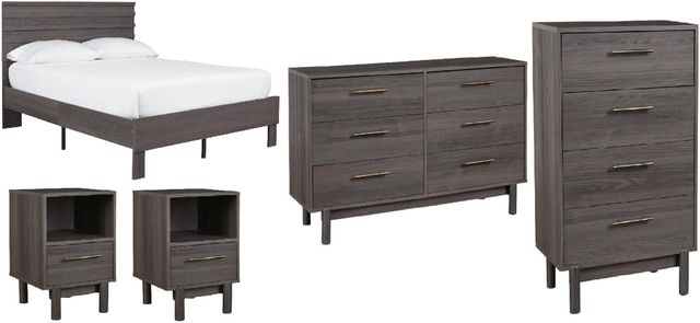 Signature Design by Ashley® Brymont 5-Piece Dark Gray Queen Platform Bed Set-0