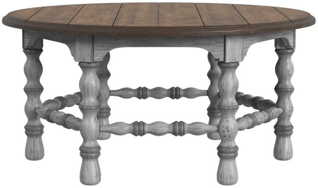 Flexsteel® Plymouth® Brown Top Coffee Table with  Distressed Graywash Base-1