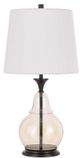 Cal® Lighting & Accessories Kittery Amber/Dark Bronze/White Table Lamp-0