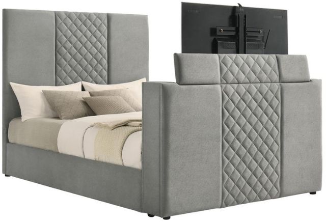 Coaster® Tara Gray Queen Upholstered Sleigh Bed-2