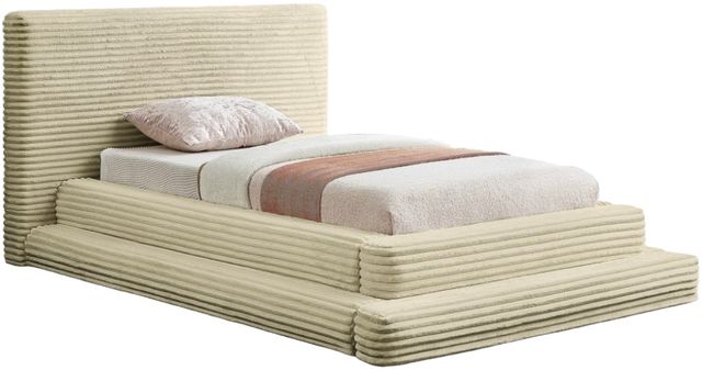 Meridian Furniture Drew Cream Twin Upholstered Panel Bed-0