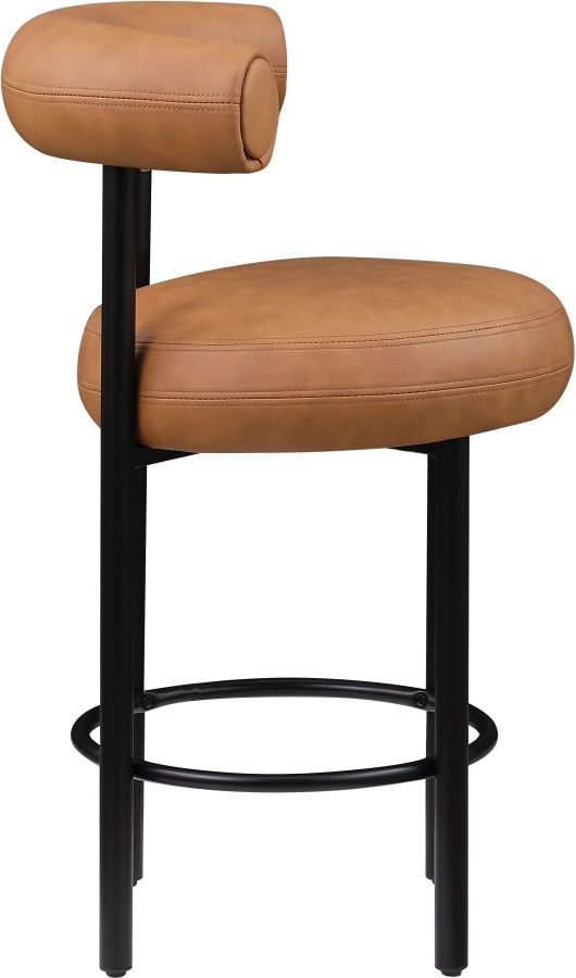 Meridian Furniture Bordeaux Cognac/Matte Black Leather Counter Stool-2