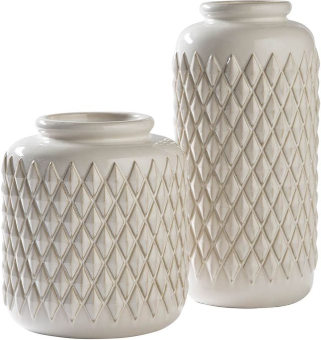 Signature Design by Ashley® Edwinna 2-Piece Cream Vase Set-0