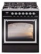 Ilve® Nostalgie II Noblesse 30" Glossy Black Pro Style Dual Fuel Range with Chrome Trim-0