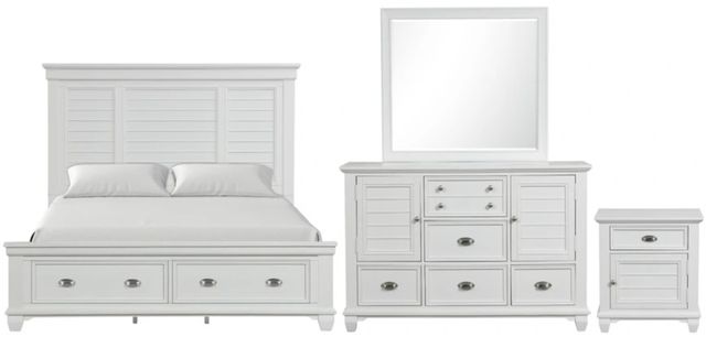 New Classic® Home Furnishings Jamestown 4-Piece White Queen Panel Storage Bedroom Set-0