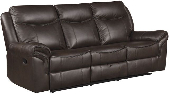 Homelegance® Aram Dark Brown Manual Double Reclining Sofa-0