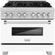 ZLINE 36" Satin Stainless Steel Pro Style Dual Fuel Range with White Matte Door-0