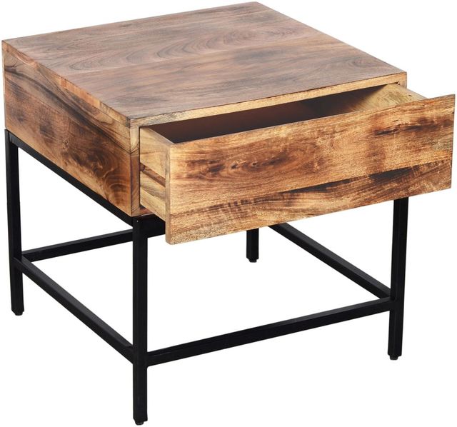 Worldwide Homefurnishings Inc. Ojas Natural Burnt Accent Table with Black Base-1