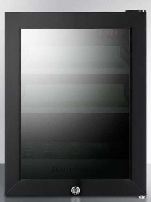 Summit® Beautifridge 14" 0.9 Cu. Ft. Black Commercial Cosmetics Refrigerator with Green Lights-0