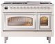 Ilve® Nostalgie II Noblesse 48'' Antique White Pro Style Dual Fuel Range with Chrome Trim-1