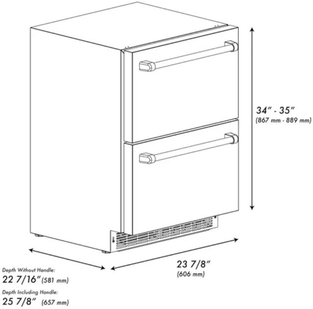 ZLINE 24 in. Touchstone 168 Can Outdoor-Rated Dual Refrigerator Drawer with Black Stainless Steel Doors-6
