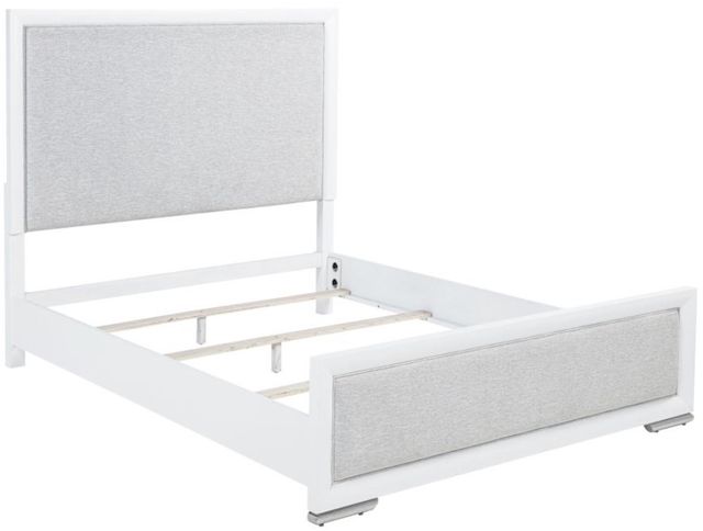 Coaster® Gracemont Gray/White California King Upholstered Panel Bed-1
