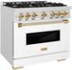 ZLINE Autograph Edition 36" Satin Stainless Steel Pro Style Dual Fuel Range with White Matte Door and Polished Gold Accents-1