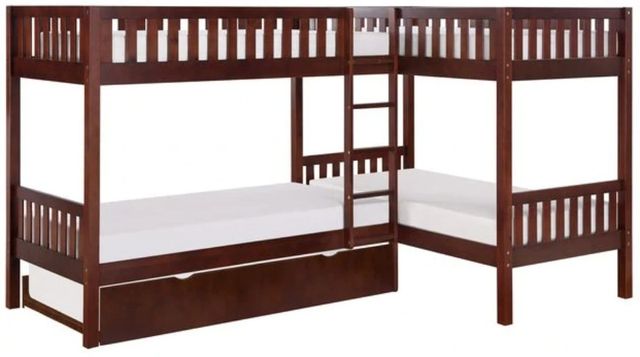 Homelegance® Rowe Dark Cherry Youth Twin Corner Storage Bunk Bed-0