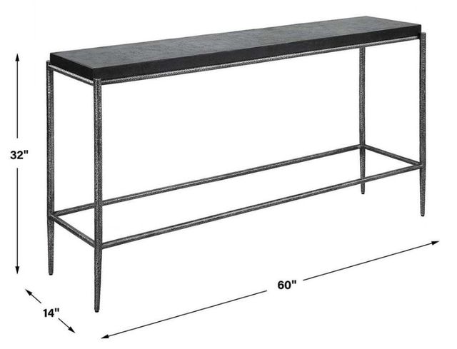 Uttermost® Crescendo Black Console Table with Dark Silver Frame-2