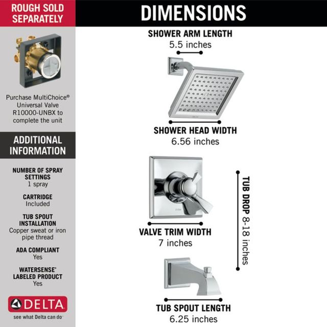 Delta Dryden® Monitor® 17 Series Chrome Single Handle Tub and Shower Trim-4