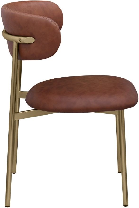 Meridian Furniture Lupita Brown/Gold Vegan Leather Dining Chair-2