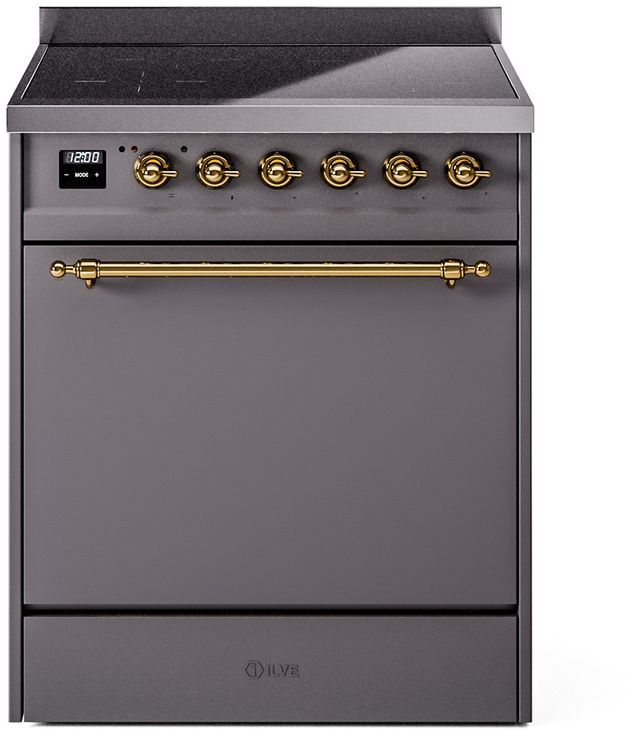 Ilve® Nostalgie II Series 30" Graphite Matte Pro Style Induction Range-0